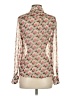 Bebe 100% Silk Hearts Pink Ivory Long Sleeve Silk Top Size XS - photo 2