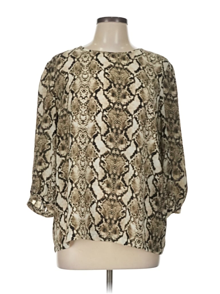 Pre-owned Express Outlet 3/4 Sleeve Blouse In Ivory