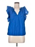 HD in Paris Blue Short Sleeve Blouse Size 6 - photo 1