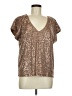 Mystree 100% Polyester Metallic Brown Short Sleeve T-Shirt Size M - photo 1