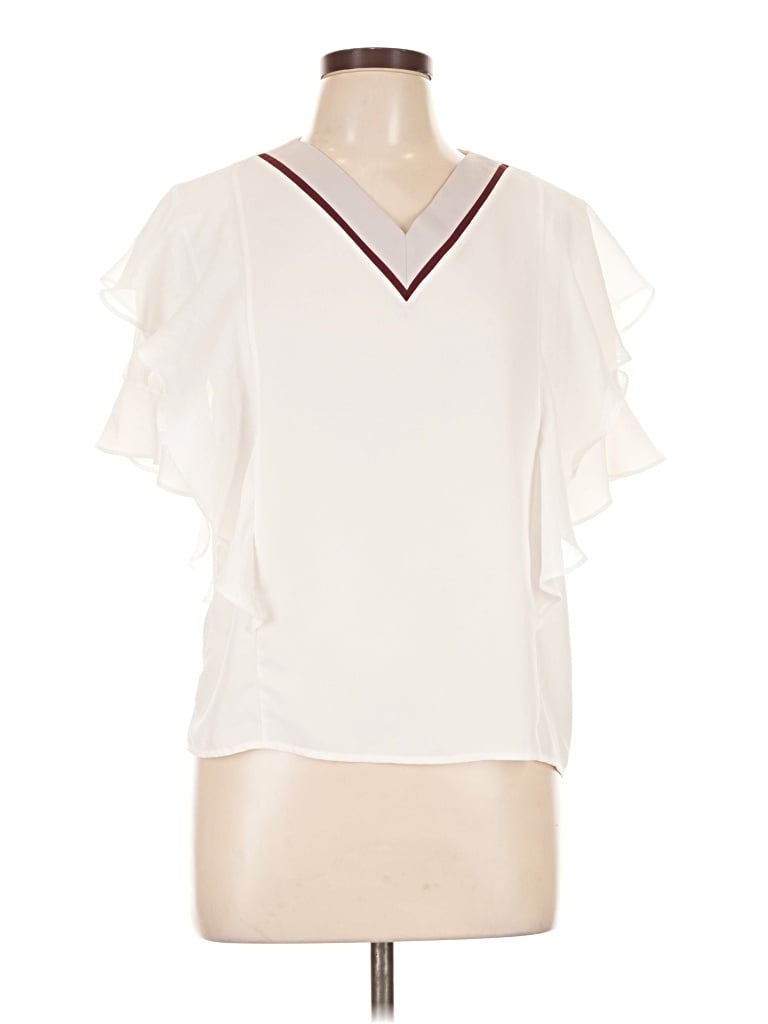 Pre-owned Assorted Brands Short Sleeve Blouse In Ivory