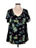 Torrid 100% Polyester Tropical Black Short Sleeve Blouse Size Lg Plus (0) - photo 1