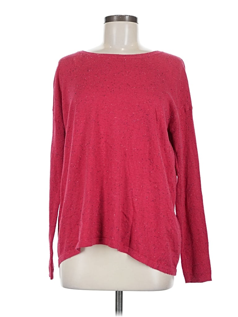 Pre-owned Halogen Long Sleeve Top Red Boatneck Tops