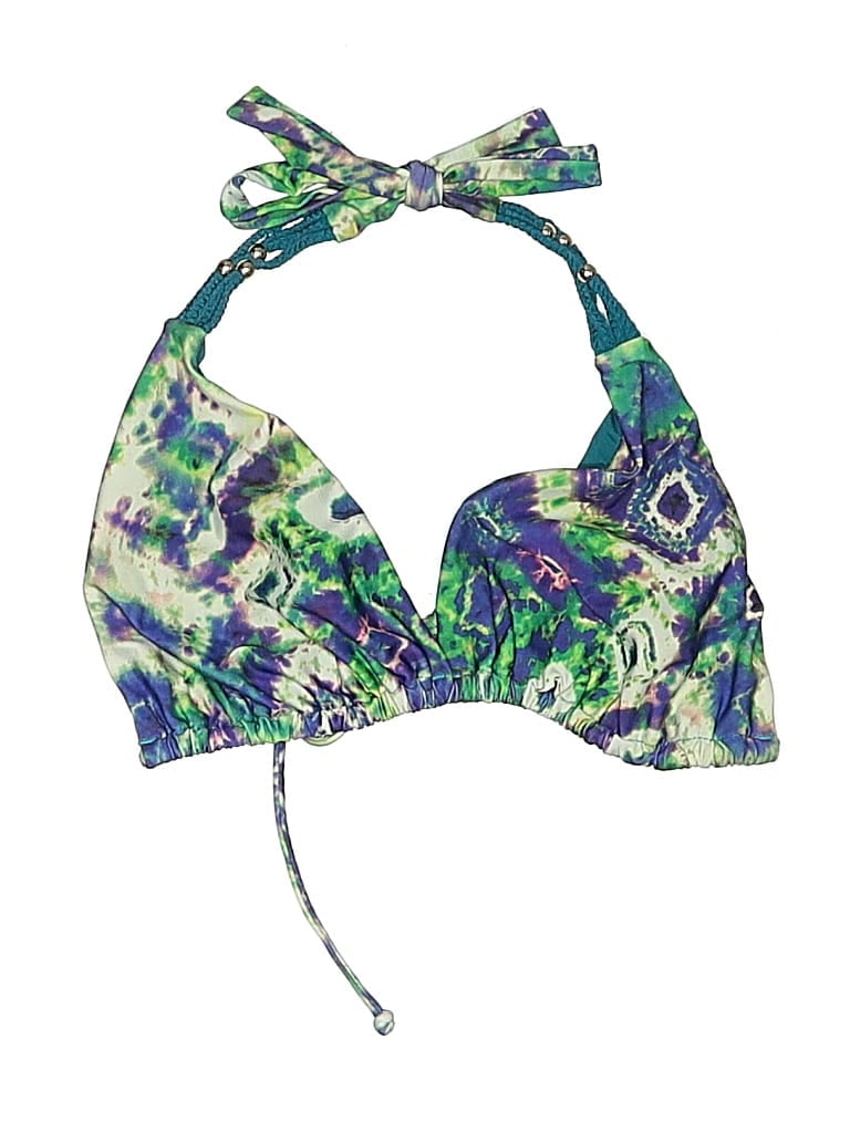 Pre-owned Pilyq Swimsuit Top Green Print Pattern Swimwear