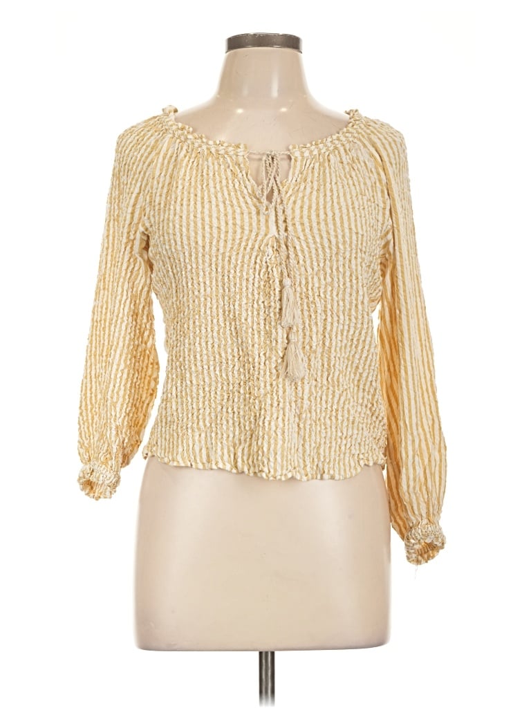 Pre-owned Max Studio 3/4 Sleeve T-shirt In Gold