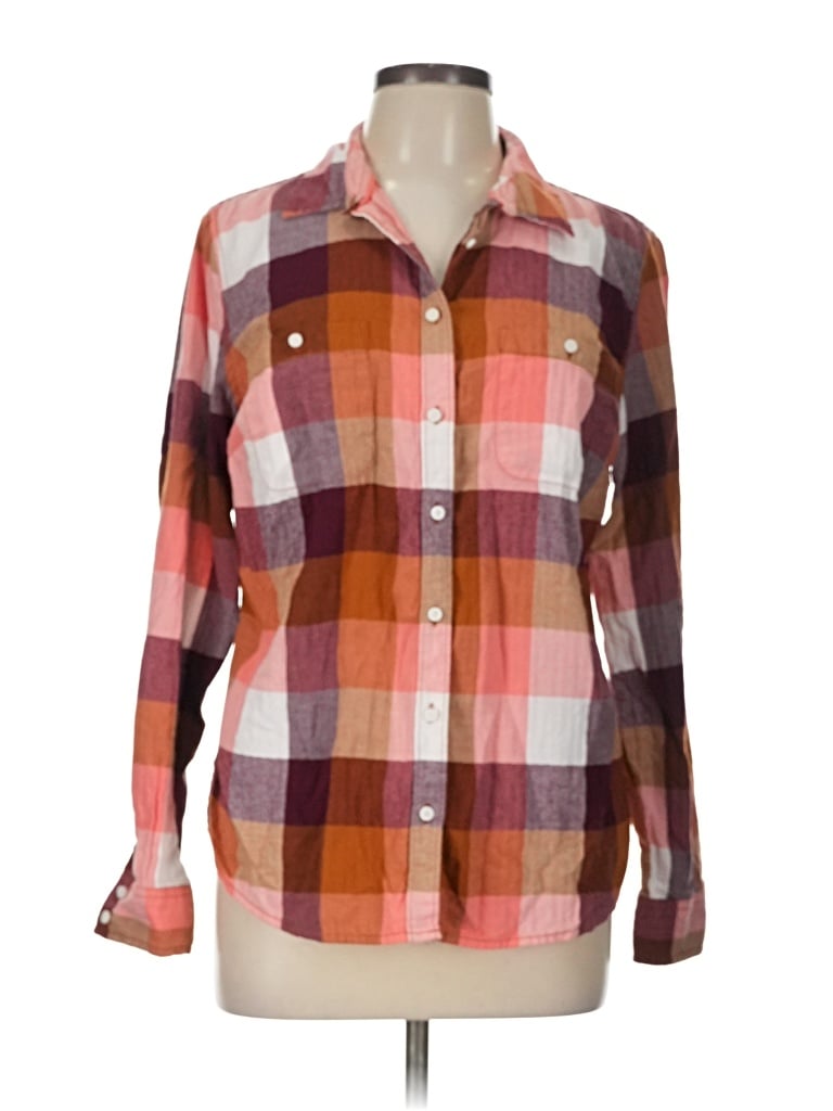 Pre-owned St. John's Bay Long Sleeve Button Down Shirt In Burgundy