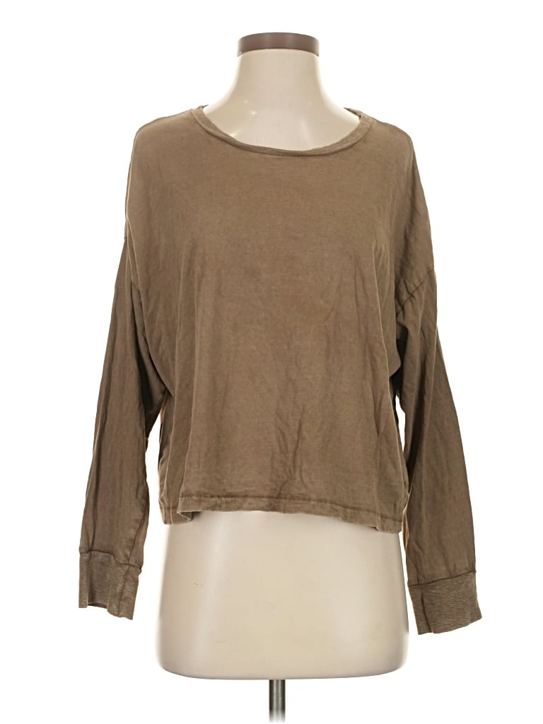 Pre-owned Aerie 3/4 Sleeve T-shirt In Brown
