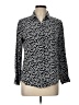 Equipment 100% Silk Animal Print Black Gray Long Sleeve Silk Top Size L - photo 1
