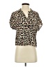 Bershka Animal Print Tan Short Sleeve Blouse Size S - photo 1