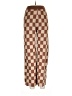 Double Zero 100% Polyester Checkered-gingham Brown Casual Pants Size L - photo 1