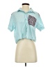 Assorted Brands 100% Cotton Color Block Teal Short Sleeve Blouse Size S - photo 1