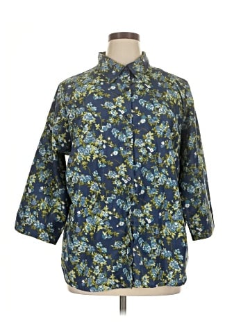 Basic Editions 3/4 Sleeve Button-Down Shirt (view 1)