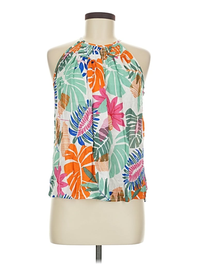 Pre-owned Nicole Miller Tank Top Green Halter Neckline Tops