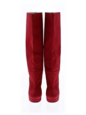 Gucci Twill Larius Red Knee High Boots (view 2)
