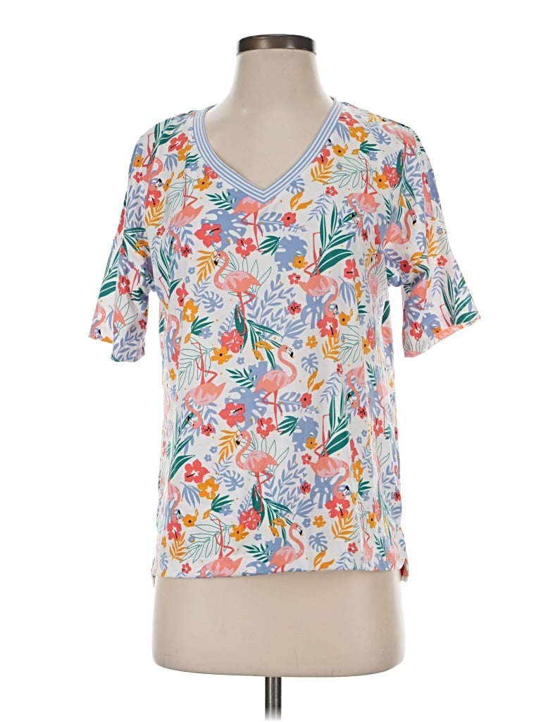 Pre-owned Cuddl Duds Short Sleeve T-shirt In White