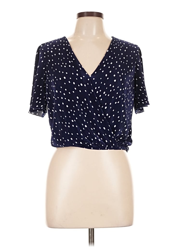 Pre-owned Astr Short Sleeve Blouse In Blue