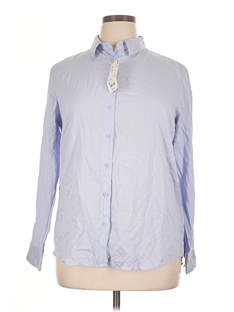 Uniqlo Long Sleeve Button Down Shirt In Blue