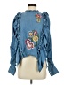 Zara Blue 3/4 Sleeve Blouse Size S - photo 1