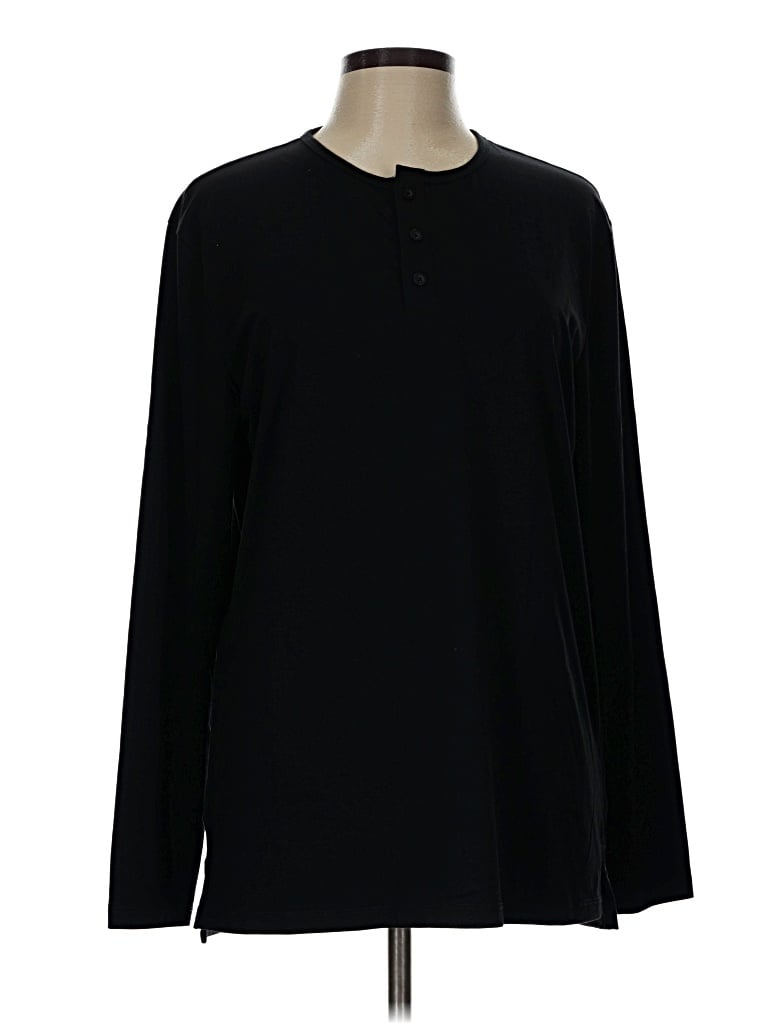 Pre-owned Cuts Long Sleeve Top Black Crew Neck Tops