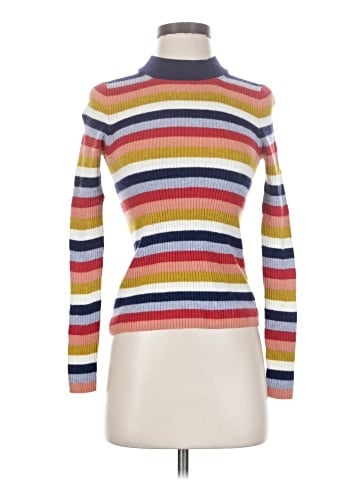 Madewell Mockneck Pullover Sweater in Stripe (view 1)