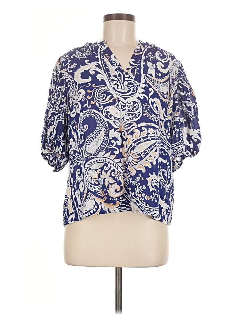 Pre-owned Nicole Miller 3/4 Sleeve T-shirt In Blue