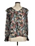 Ann Taylor LOFT 100% Polyester Floral Teal Long Sleeve Blouse Size M - photo 1