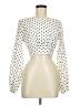 by the way. 100% Polyester Polka Dots White Ivory Long Sleeve Blouse Size M - photo 1