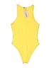 Shein Solid Yellow One Piece Swimsuit Size 2 - photo 2