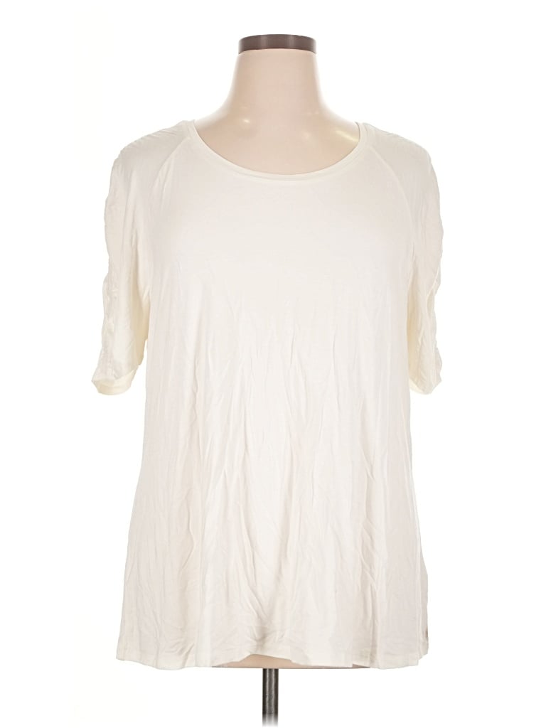 Pre-owned H By Halston Short Sleeve T-shirt In Ivory