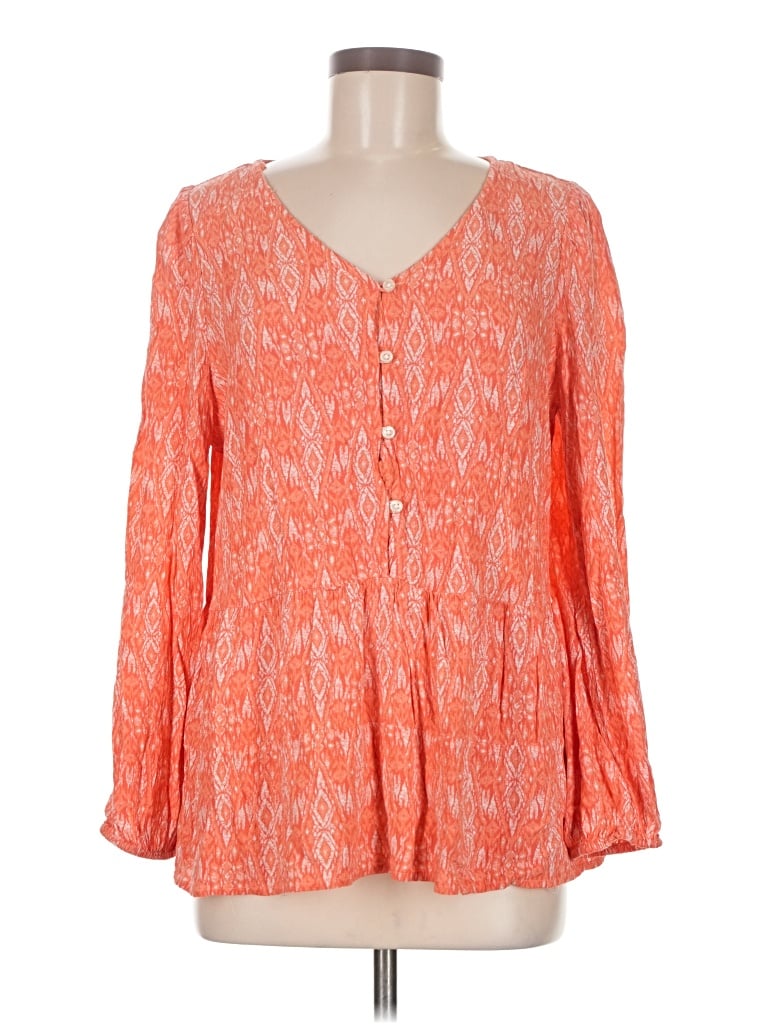 Pre-owned Style & Co Long Sleeve Blouse In Orange