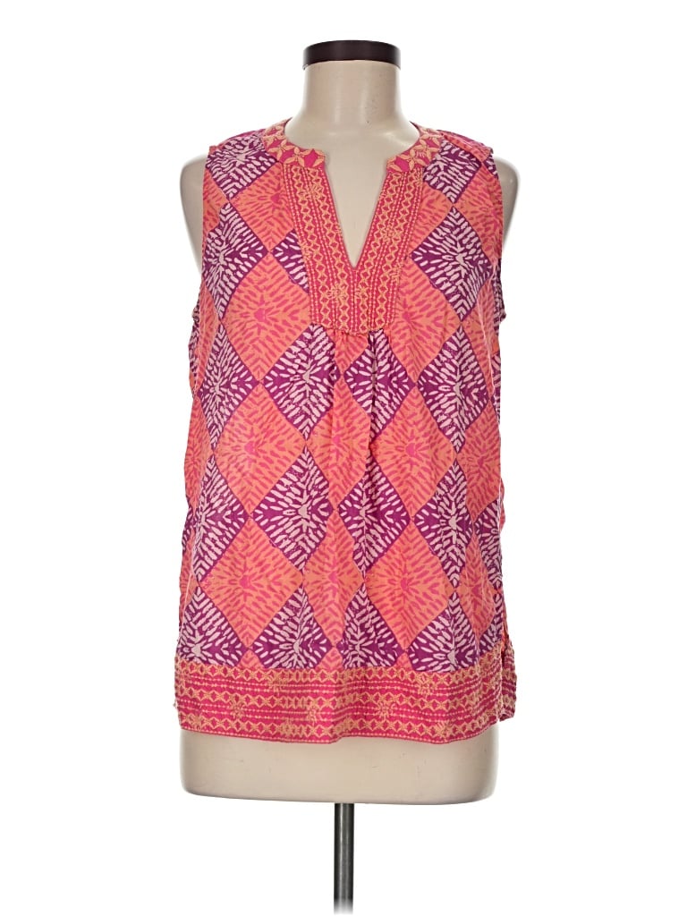 Pre-owned Sigrid Olsen Tank Top Pink Plunge Neckline Tops
