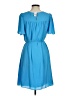 Ann Taylor 100% Polyester Solid Blue Casual Dress Size M - photo 2