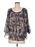 Assorted Brands 100% Polyester Paisley Blue 3/4 Sleeve Blouse Size M - photo 1