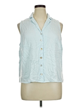 Side Stitch Sleeveless Button Down Shirt