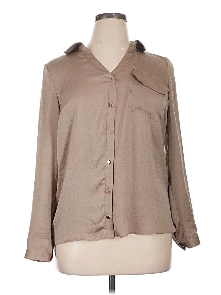 Pre-owned Apricot Long Sleeve Blouse In Tan