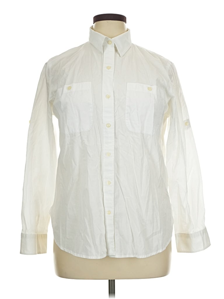 Pre-owned Lauren Jeans Co. Long Sleeve Button Down Shirt In Ivory