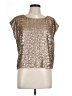 Aryn K. 100% Polyester Metallic Gold Short Sleeve Top Size L - photo 1