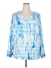 Simplee 100% Rayon Tie-dye Blue Long Sleeve Blouse Size 2X - photo 1