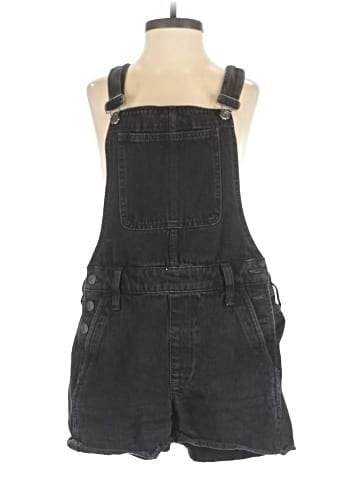Madewell Adirondack Short Overalls in Washed Black (view 1)