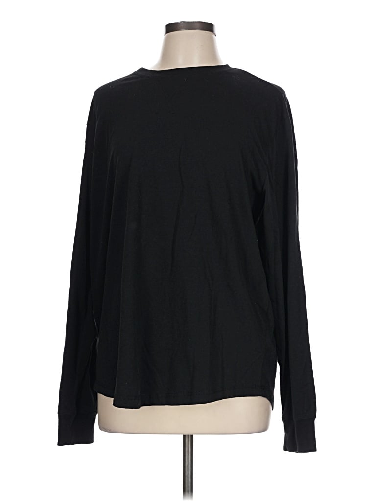 Pre-owned Weatherproof Long Sleeve Top Black Crew Neck Tops