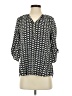 Kaari Blue 100% Rayon Chevron-herringbone Black 3/4 Sleeve Blouse Size S - photo 1