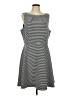 Elle Stripes Gray Casual Dress Size L - photo 1
