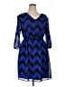 Indulge 100% Polyester Chevron-herringbone Blue Casual Dress Size 1X - photo 1