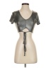 Love J Metallic Silver Short Sleeve Top Size S - photo 1