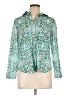 Talbots 100% Cotton Paisley Teal Long Sleeve Blouse Size Lg Petite - photo 1