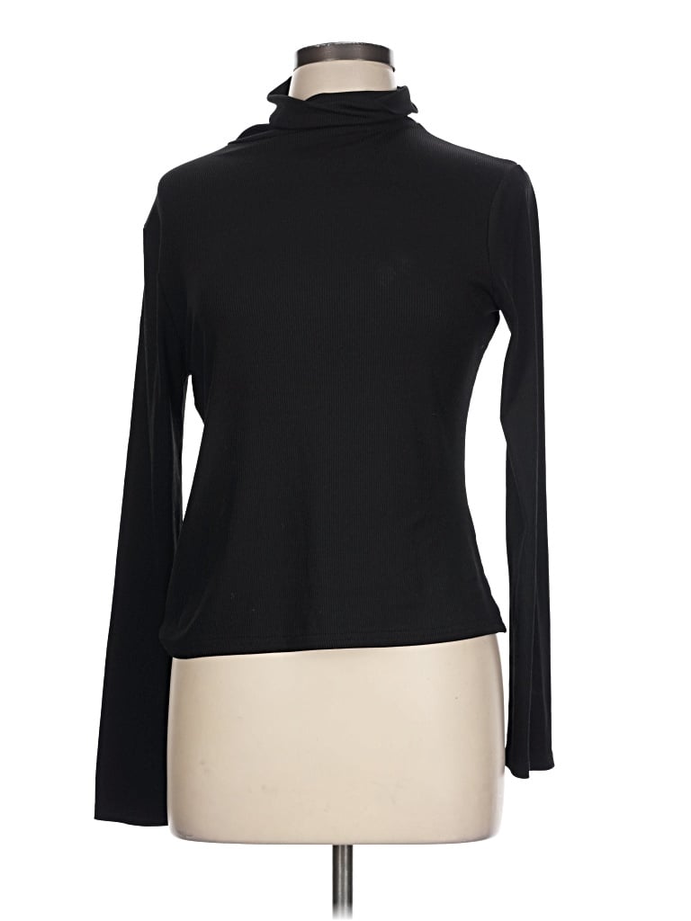 Pre-owned Forever 21 Long Sleeve Top Black Turtleneck Tops