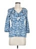 Chaps 100% Cotton Blue 3/4 Sleeve Blouse Size M - photo 1