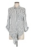 Vixbe 100% Rayon Stripes Silver 3/4 Sleeve Blouse Size M - photo 1