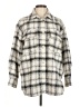H&M 100% Polyester Plaid Ivory Coat Size M - photo 1