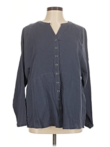 Cotton Bleu Long Sleeve Blouse (view 1)